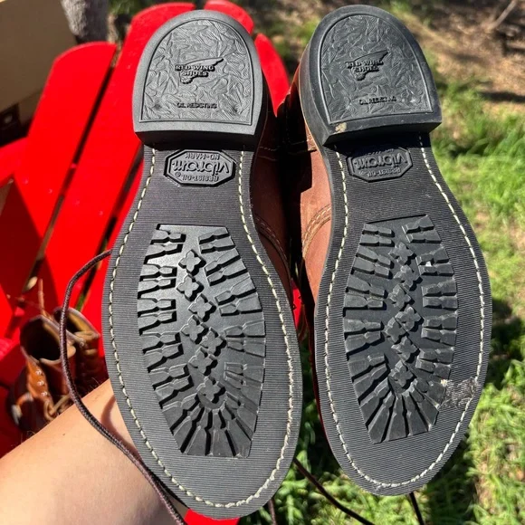 Red Wing Shoes Brown Leather Lace-Up Work Boots - Picture 5 of 6